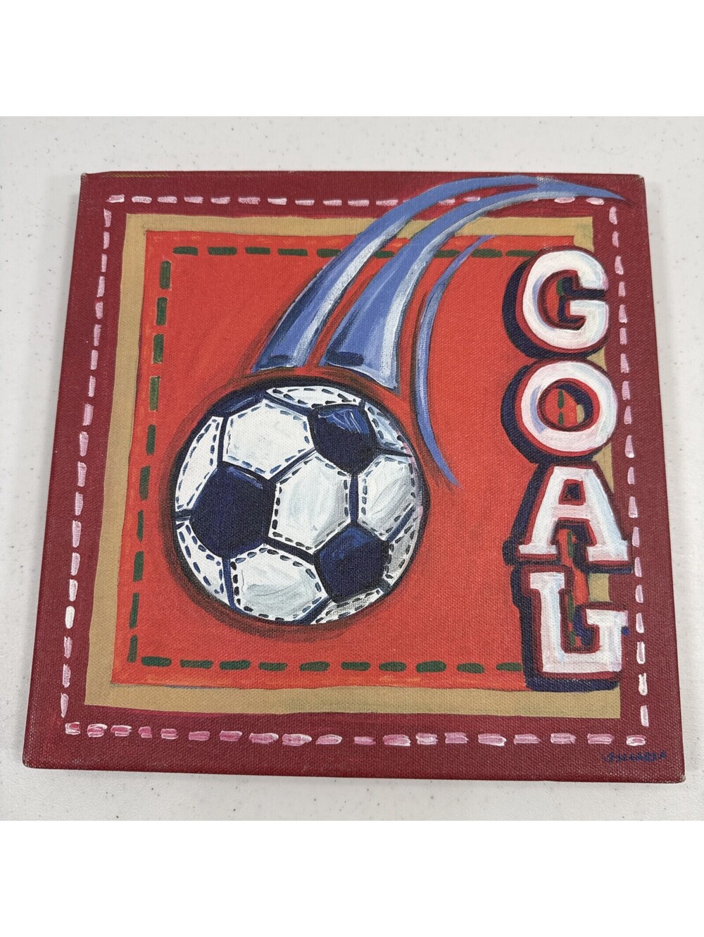GOAL Soccer Canvas Wall Decor 10x10 Oopsy Daisy Too Fine Art for Kids